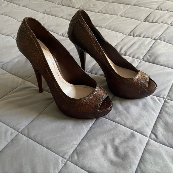 Miu Miu Python Peeptoe Platform Heels - Picture 9 of 14